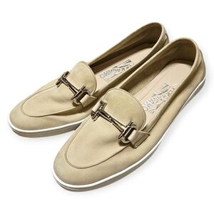 Salvatore Ferragamo Suede Horsebit Slip On Flat Loafer